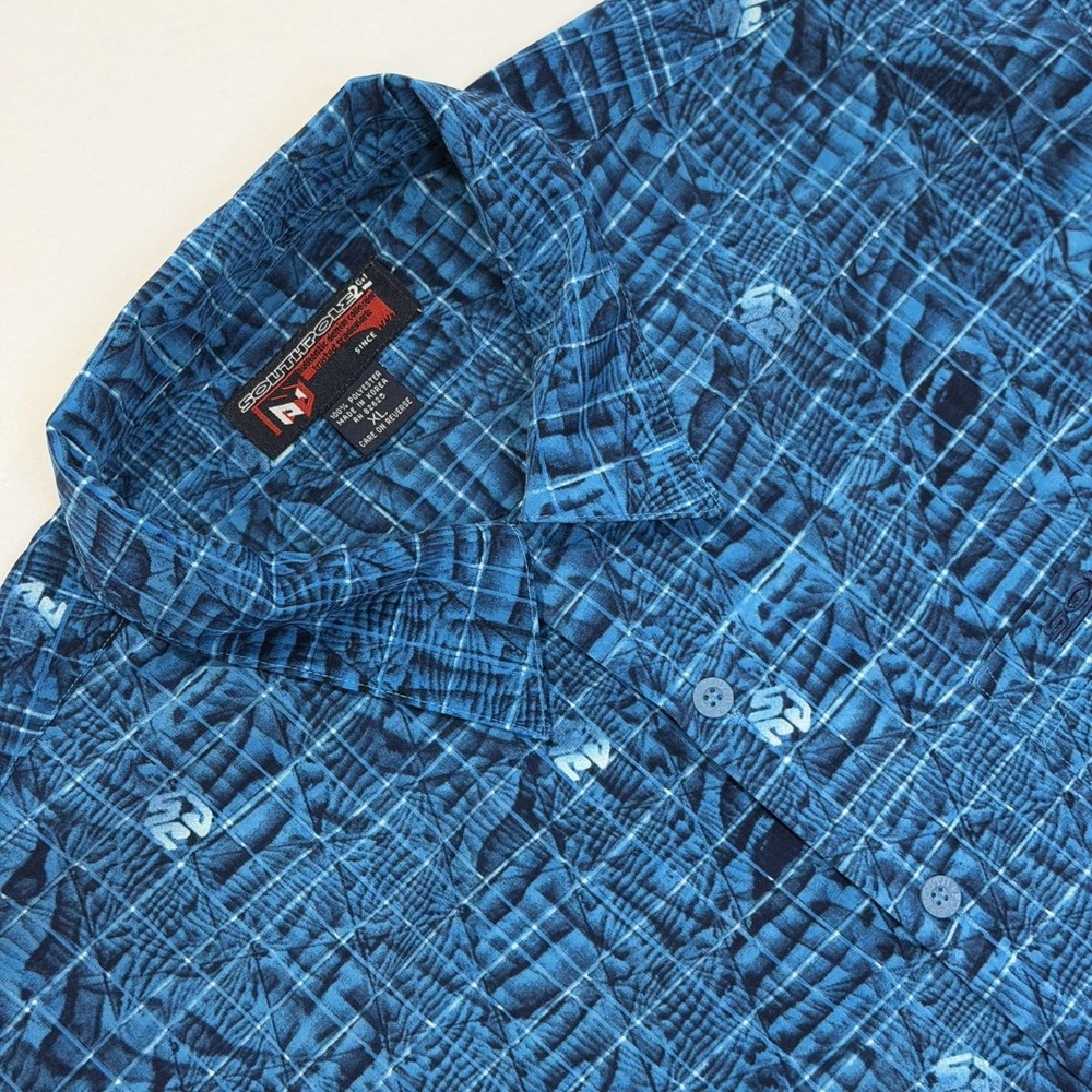 Vintage Y2K Southpole Polo Shirt Men’s XL Blue All Over Print 90s Streetwear